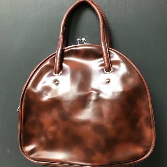 Embossed Vinyl Vintage Southwest Floral Painted Purse with Ball Clasp - Picture 4 of 6